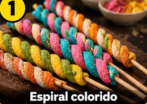 Espiral colorido: incensos em espiral listrados em cores vivas